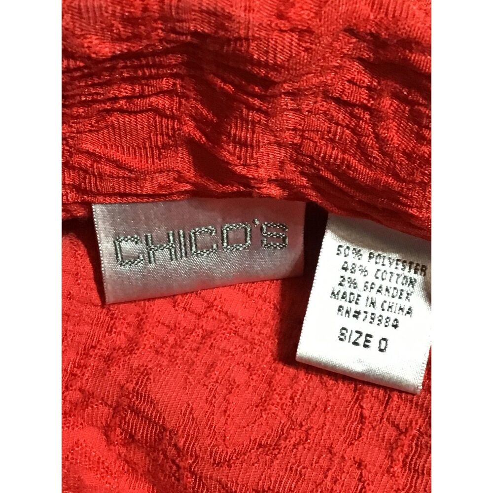 Chico's Red Embossed Jacket Silver Buttons Xs - image 8